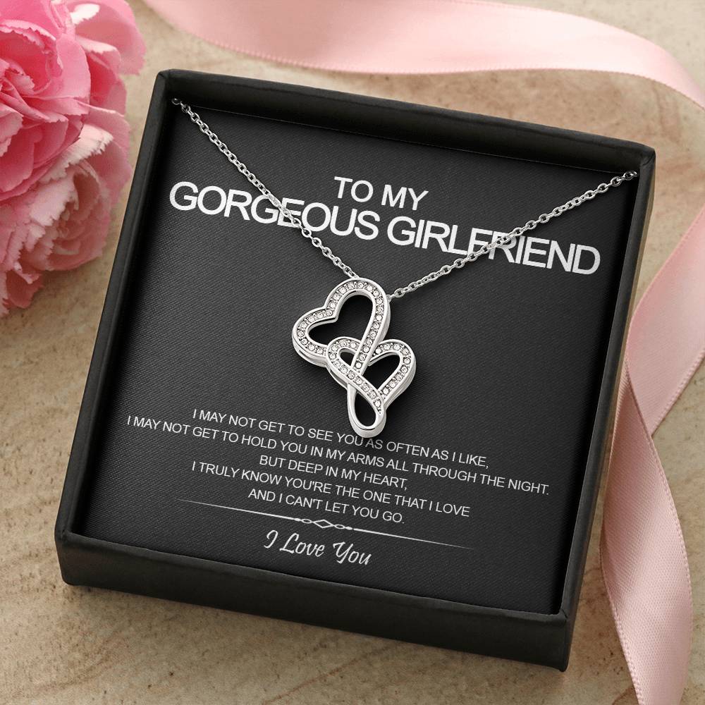 To My Girlfriend - I Love You Message - Tmgf05 Double Hearts Necklace