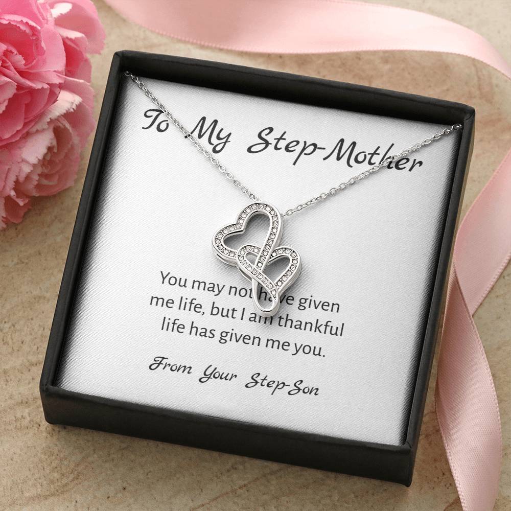To My Step-Mother - From Your Step-Son - Necklace Double Hearts Necklace