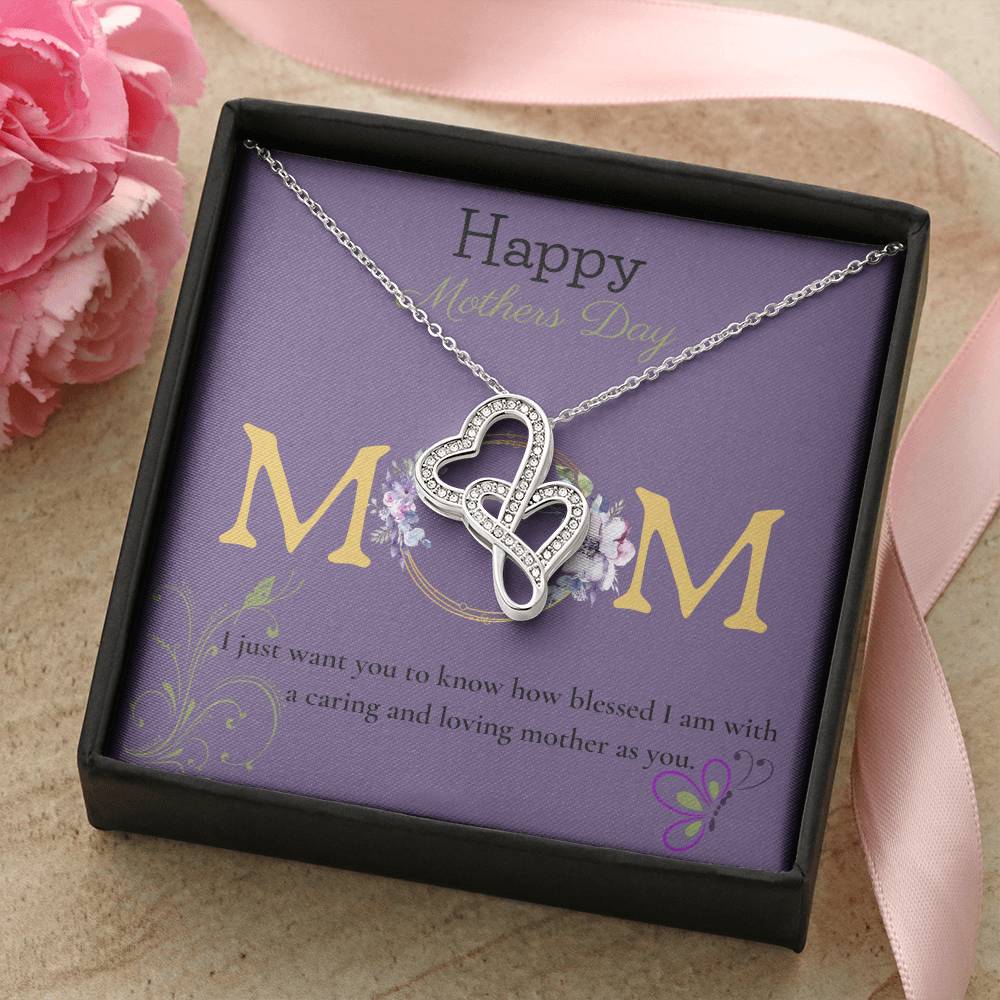 Mom  ! Gift Set For Mother's Day. Double Hearts Necklace