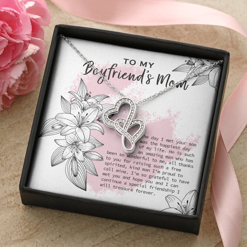 Gift For Boyfriend&#39;s Mom To My Boyfriend&#39;s Mom Boyfriend&#39;s Mom Gift Mother&#39;s Day Gift Birthday Gift To Boyfriend&#39;s Mom Double Hearts Necklace