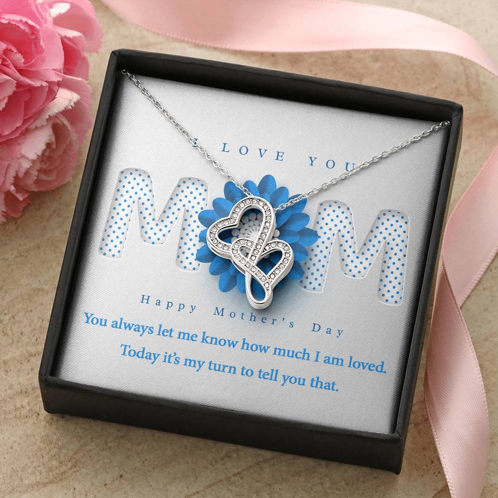 I Love You Mother's Day Gift From Daughter Or Son Double Hearts Necklace