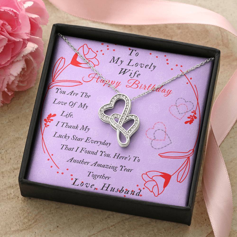 To My Lovely Wife- ! Birthday Gift For Wife Perfect Gift For Wife On Her Birthday Jewelry For He Double Hearts Necklace
