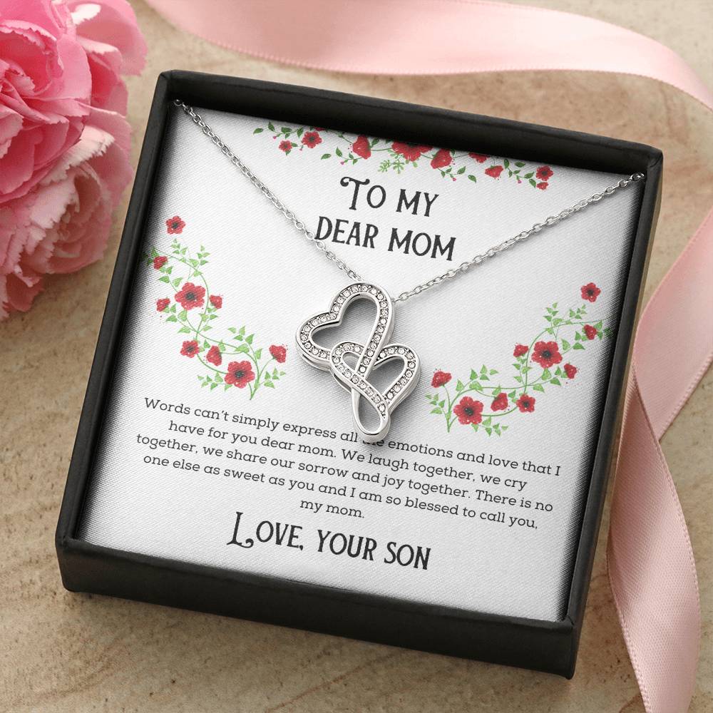 To My Dear Mom Happy Mother's Day Double Hearts Necklace