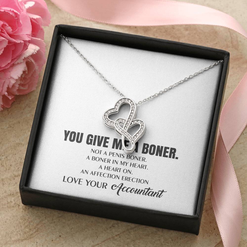 You Give Me A Heart Boner An Affection Erection  Funny &amp; Sarcastic Love For Her Mature Best Fu 1 Double Hearts Necklace