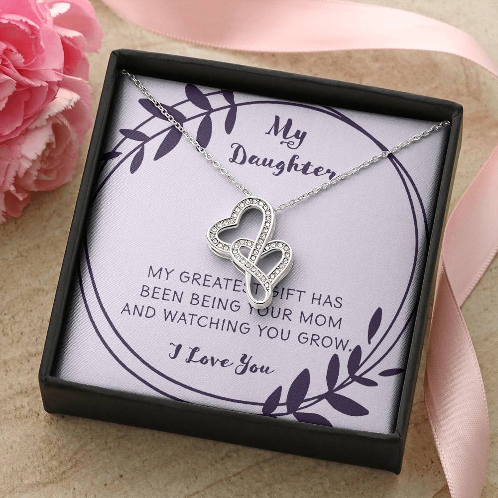 My Daughter My Greatest Gift Double Hearts Necklace