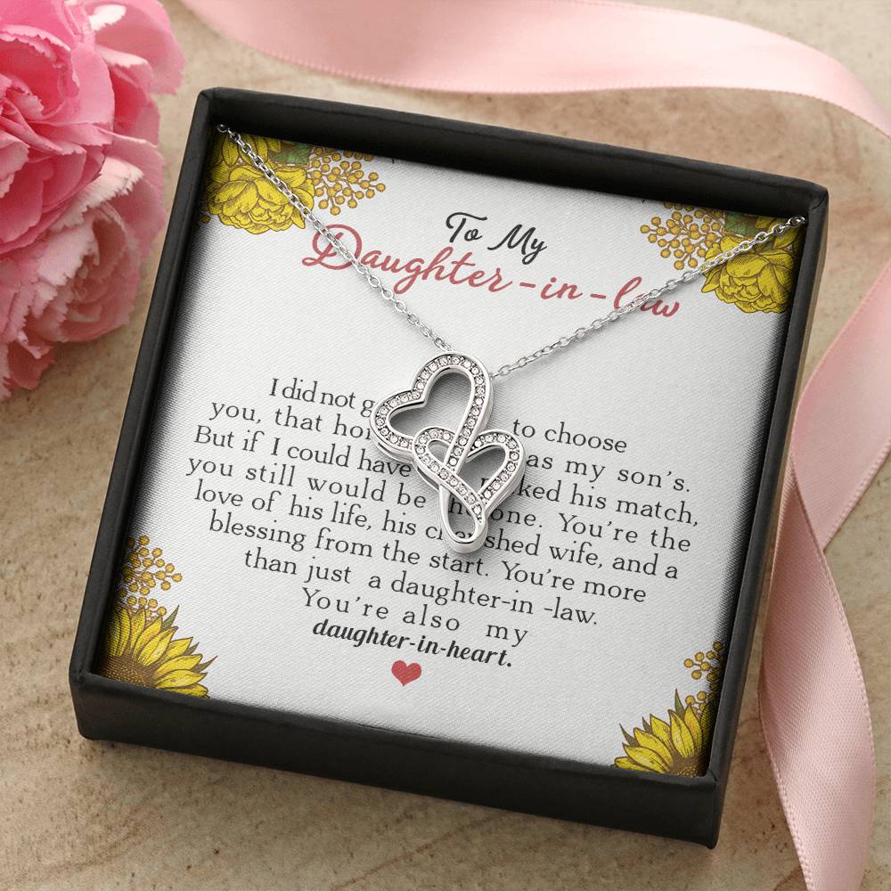To My Daughter-In-Law You're Also My Daughter In Heart  2 Double Hearts Necklace