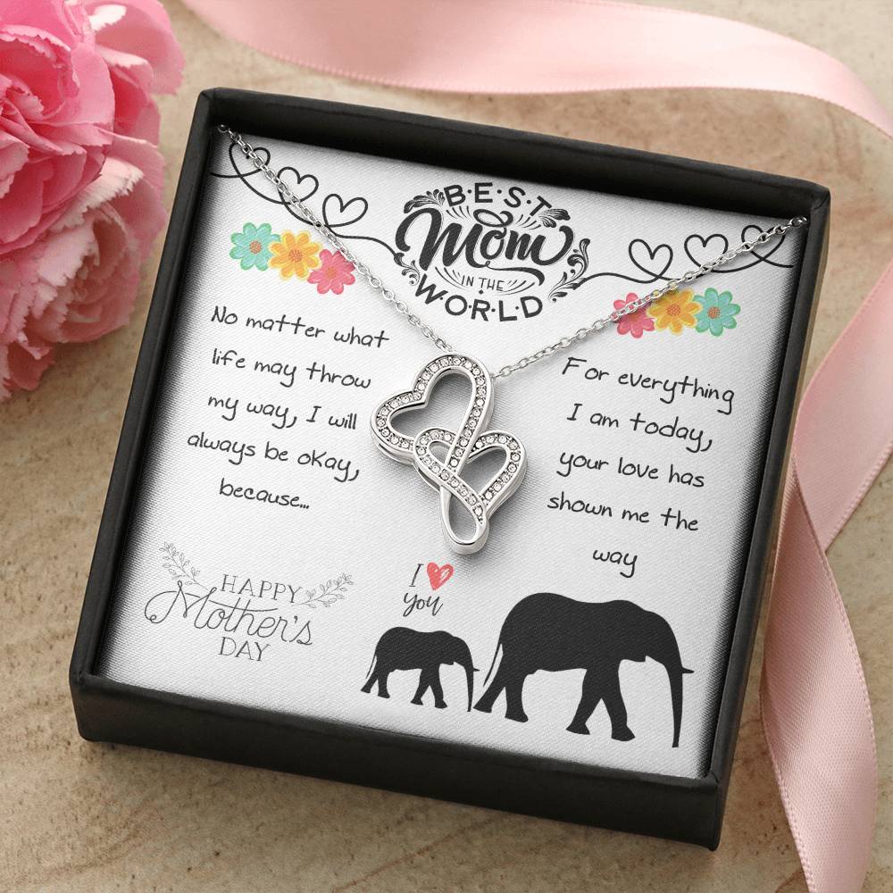 Best Mom In The World Happy Mother&#39;s Day Double Hearts Necklace