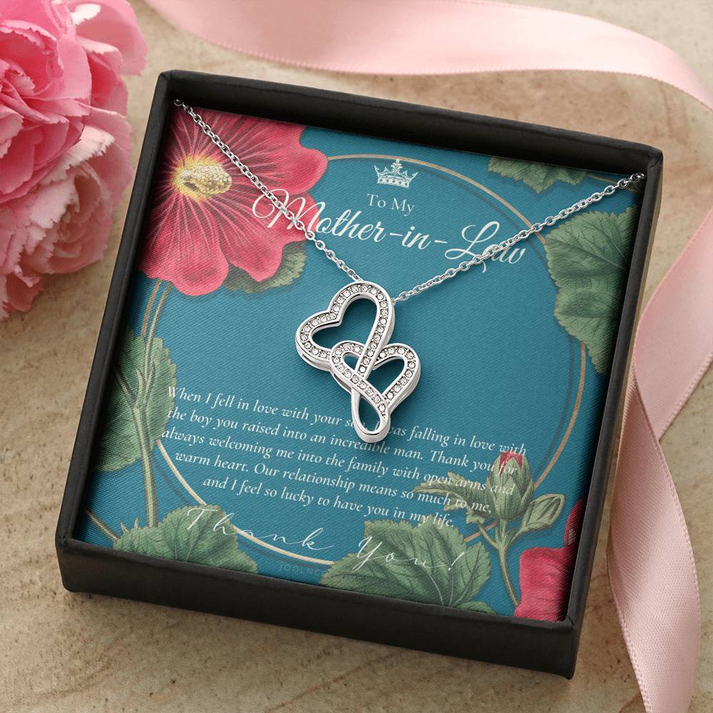 Mother In Law Gift  Mom In Law Jewelry  Mother&#39;s Day Gift For Mother-In-Law  Gift For Mother In Law  Mother-In-Law Nec 4 Double Hearts Necklace