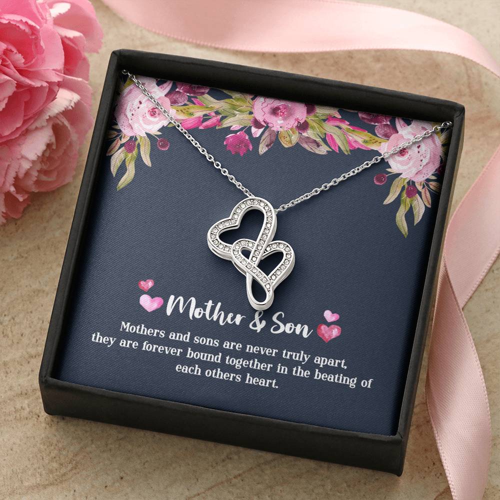 Mother &amp; Son - Never Truly Apart Double Hearts Necklace