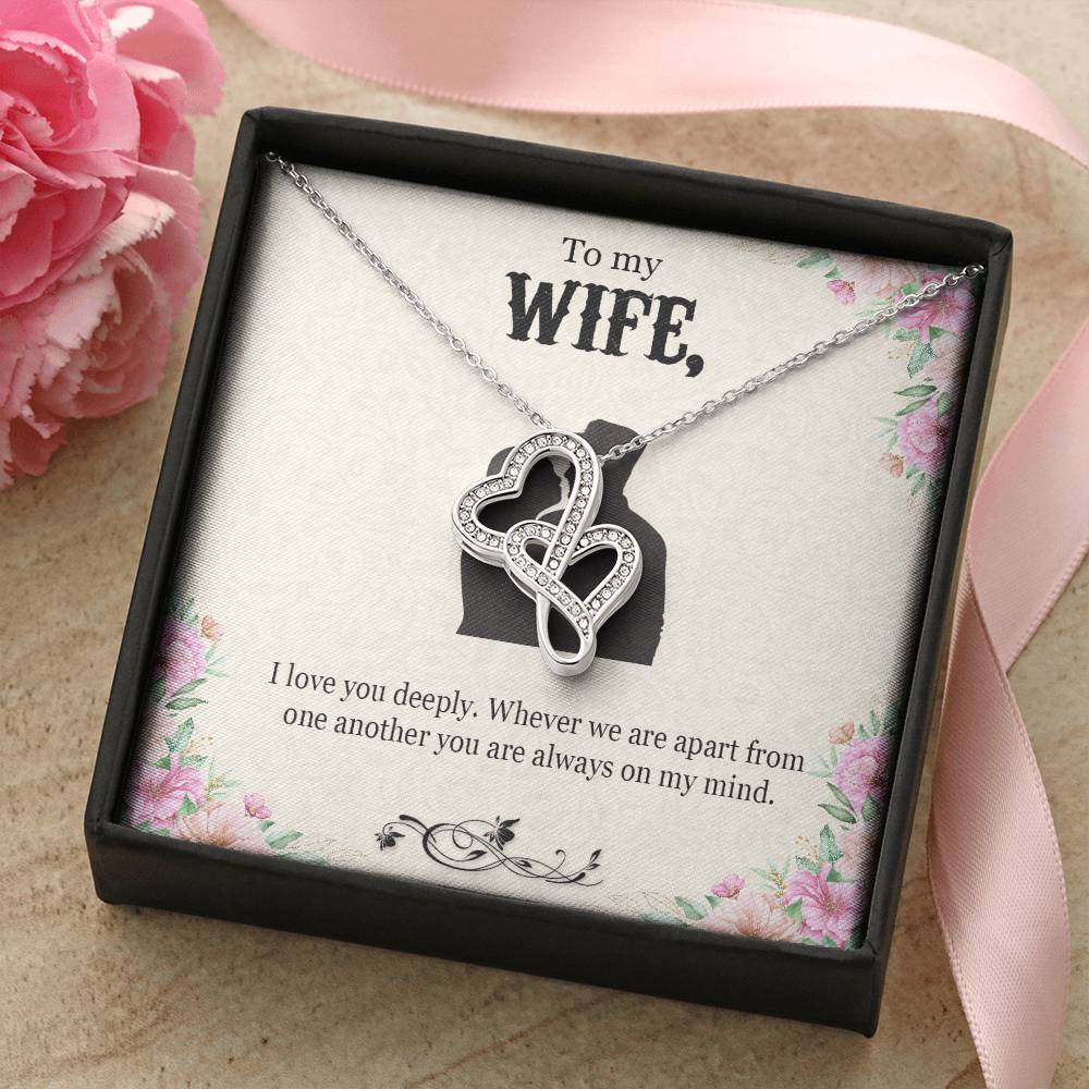 To My Wife - I Love You Deeply Double Hearts Necklace