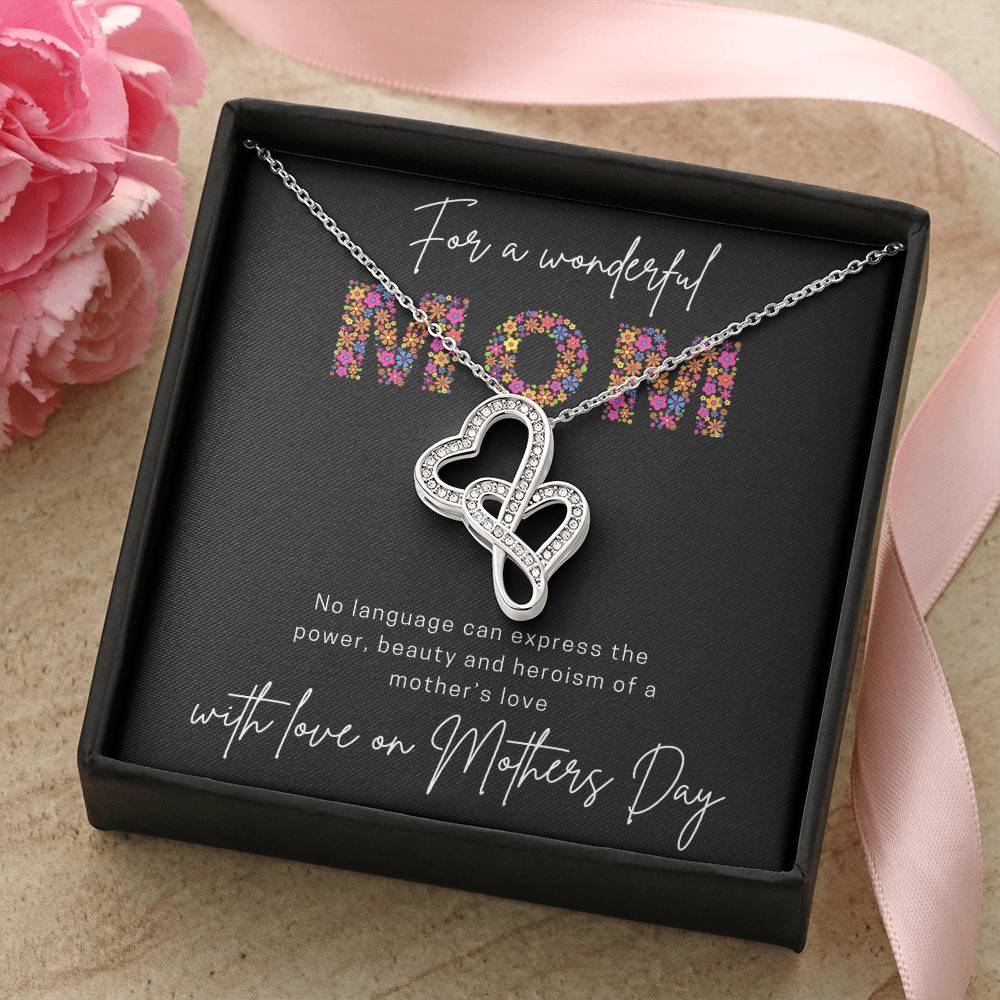 For A Wonderful Mom Mother&#39;s Day Gift Double Hearts Necklace