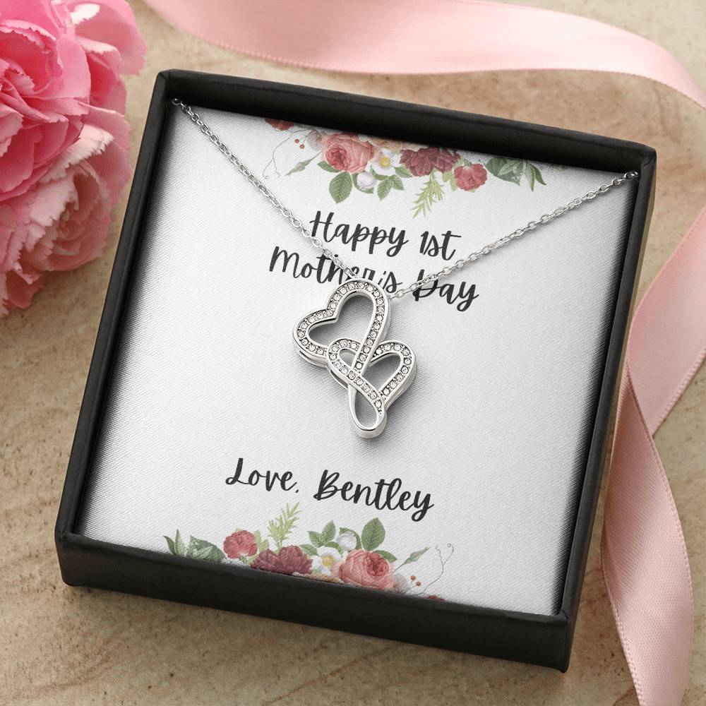 Personalized Happy 1St Mother's Day For K. Niesen Double Hearts Necklace