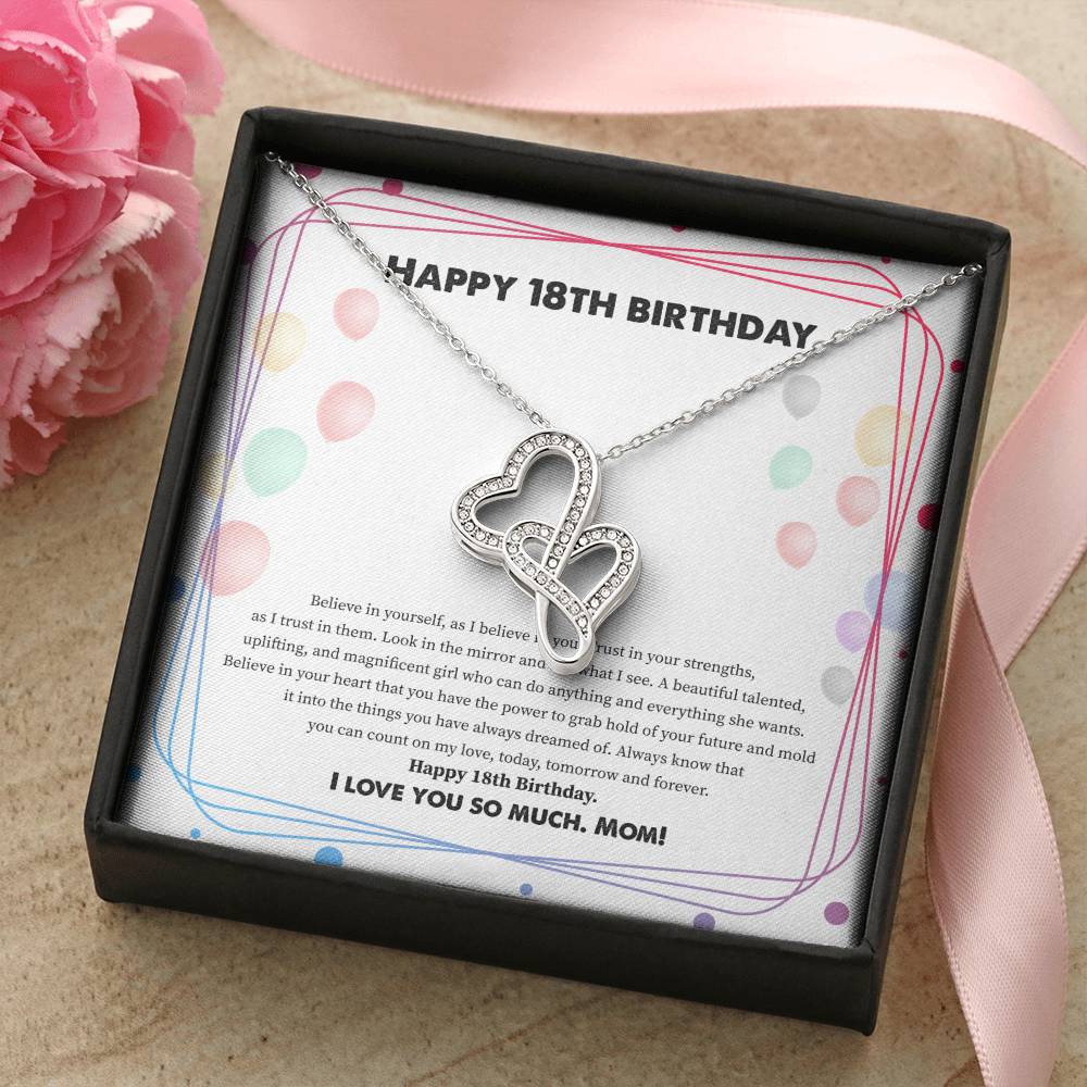 To My Daughter Happy - Birthday Double Hearts Necklace