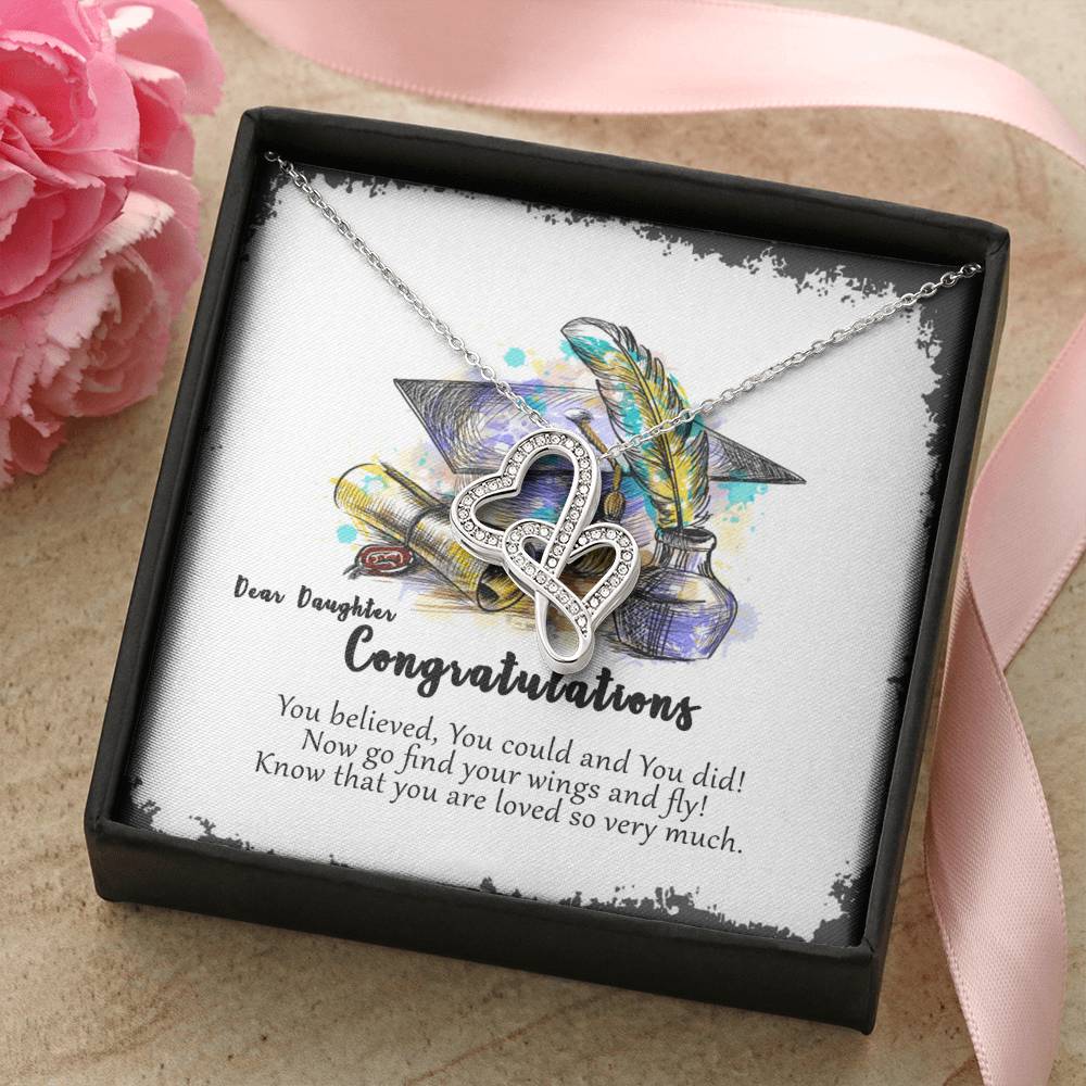 For Graduate Double Hearts Necklace
