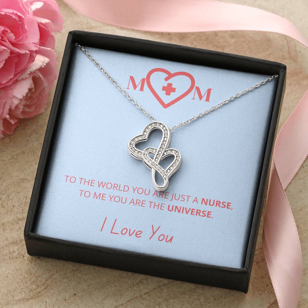 My Nurse Mom I Love You - Necklace Double Hearts Necklace