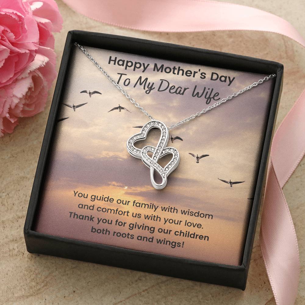Happy Mother's Day To My Dear Wife Double Hearts Necklace
