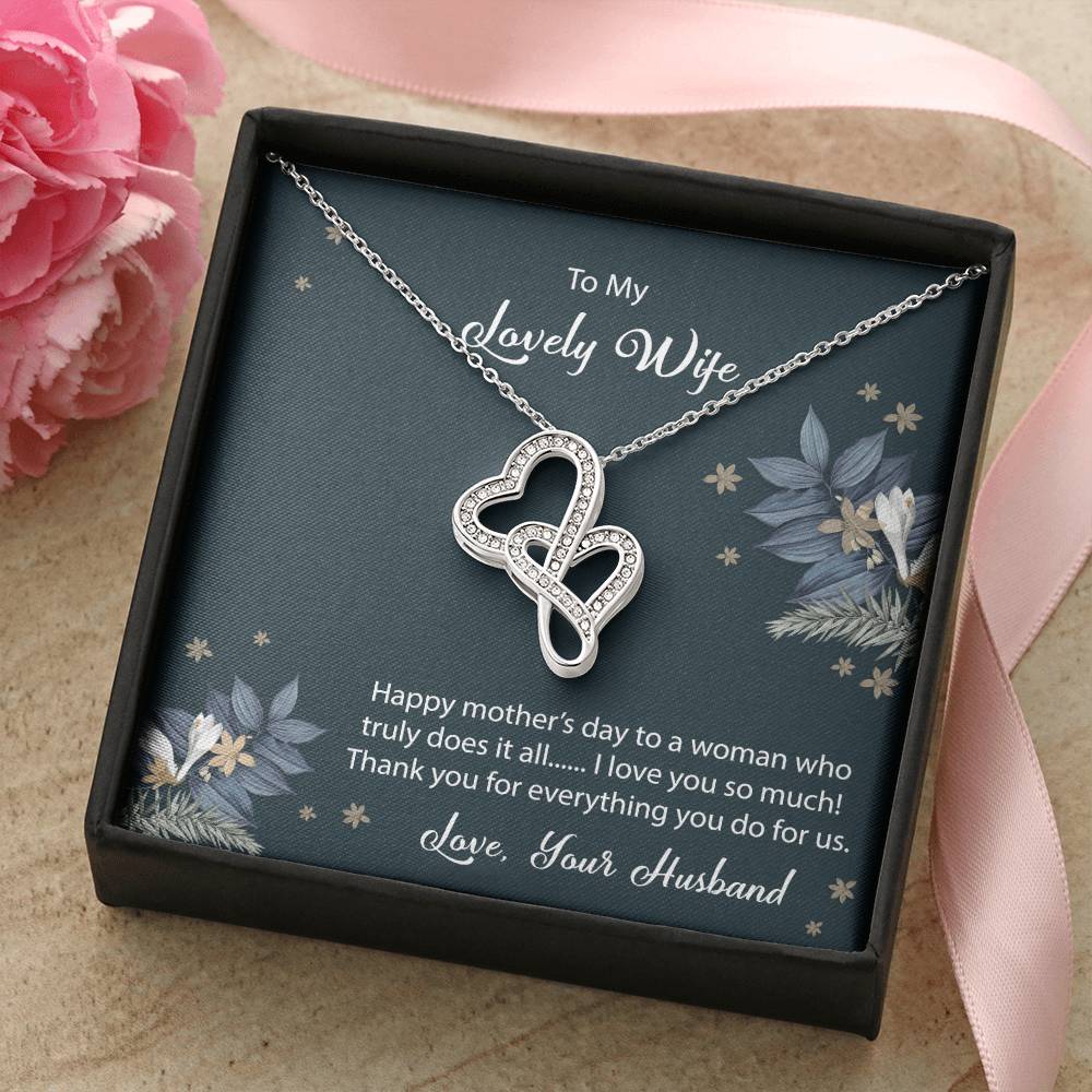 Happy Mother's Day My Wife Double Hearts Necklace
