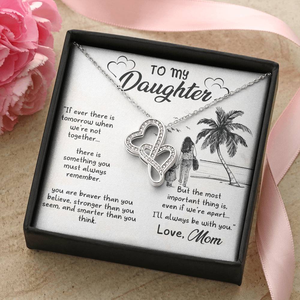 To My Daughter Necklace Double Hearts Necklace
