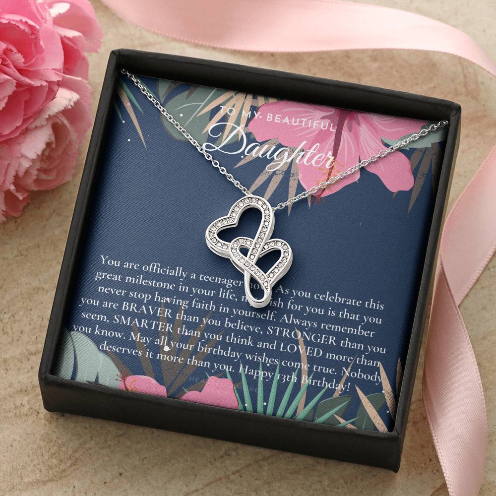 Gift For 13 Year Old Girl Gifts 13Th Birthday Girl 13Th Birthday Gift Thirteenth Birthday Necklace Teen Birthday Gift  1 Double Hearts Necklace
