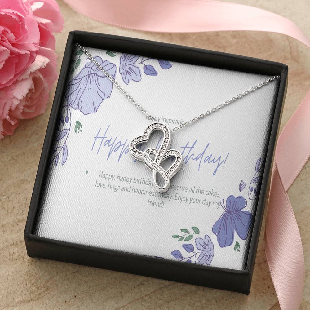 To My Daughter 3 Double Hearts Necklace