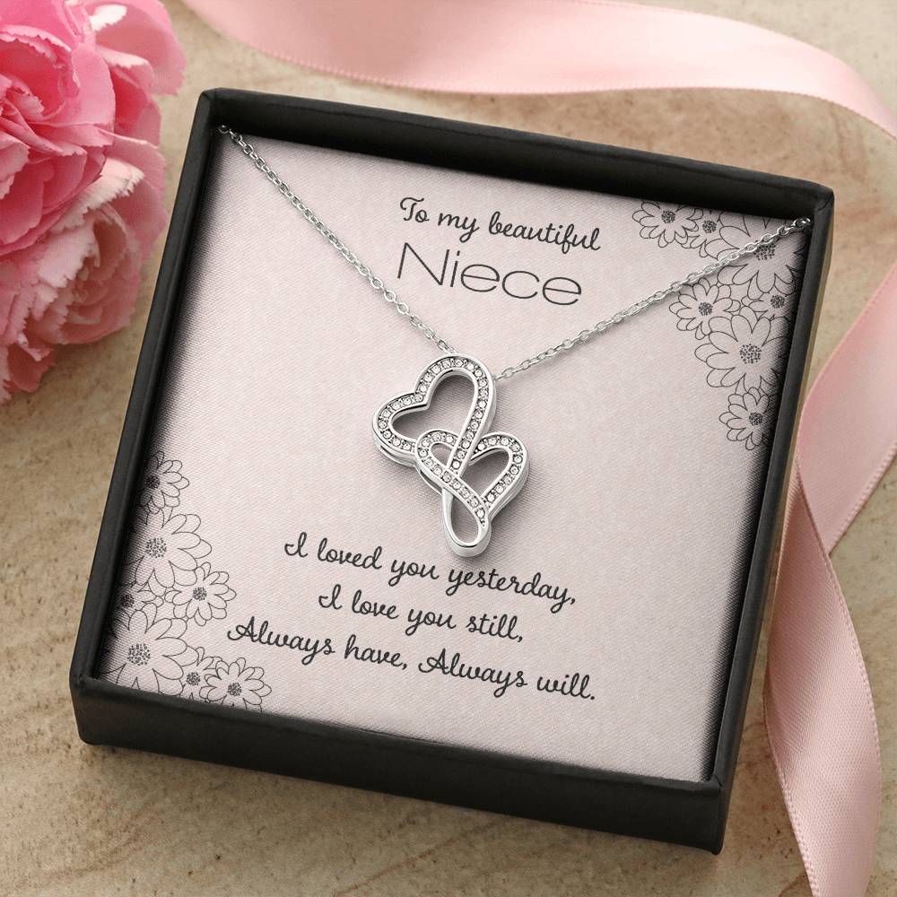 To My Beautiful Niece Double Hearts Necklace