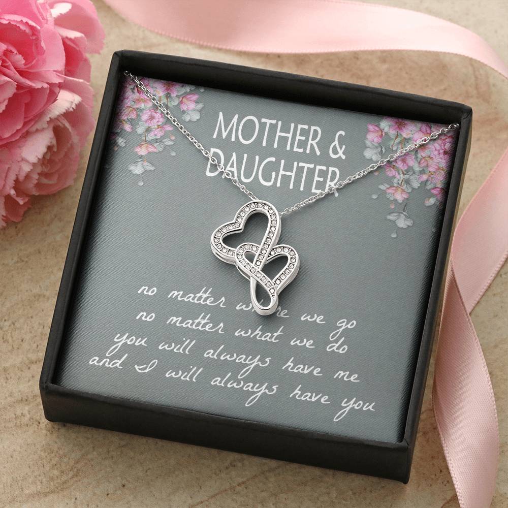 Mother &amp; Daughter  Double Hearts Necklace