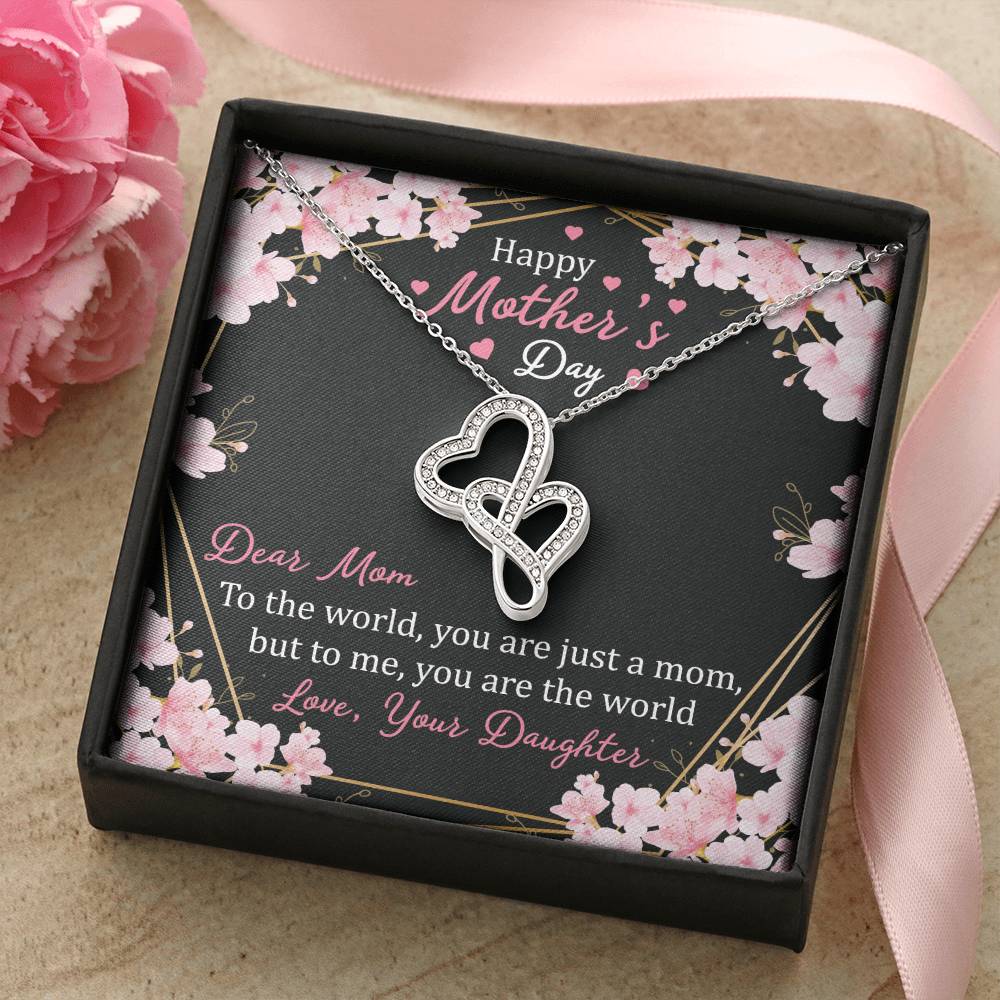 Happy Mother's Day 3 Double Hearts Necklace