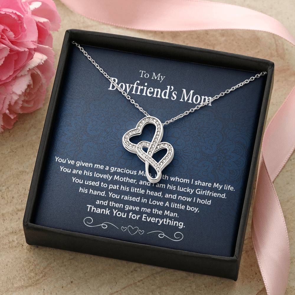 A Gift For Boyfriend&#39;s Mom Double Hearts Necklace