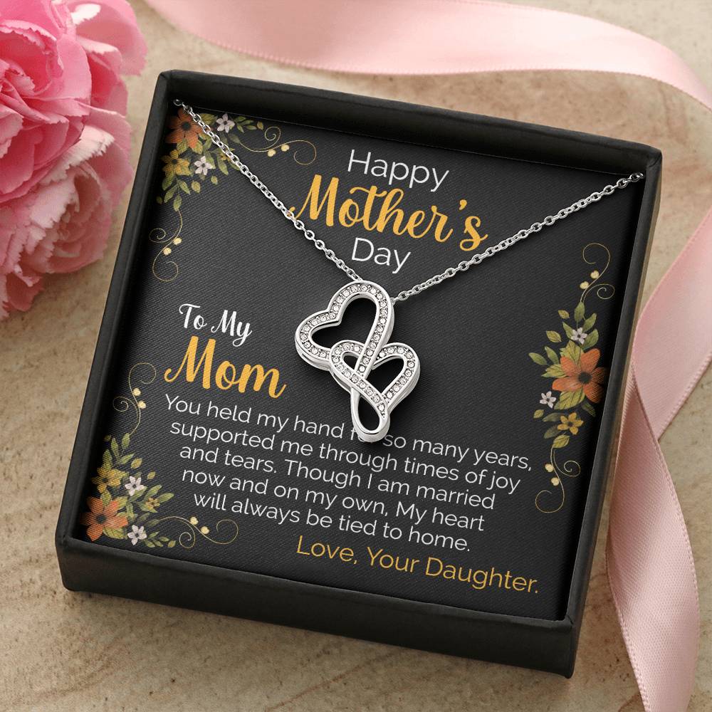 Happy Mother's Day 1 Double Hearts Necklace
