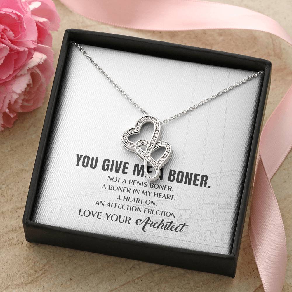 You Give Me A Heart Boner An Affection Erection  Funny &amp; Sarcastic Love For Her Mature Best Fu 2 Double Hearts Necklace