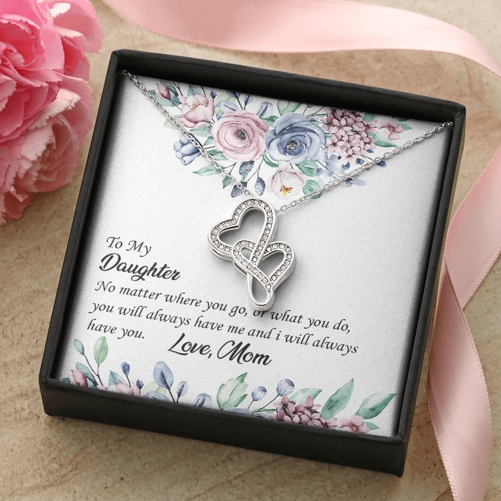 To My Daughter -  Double Hearts Necklace