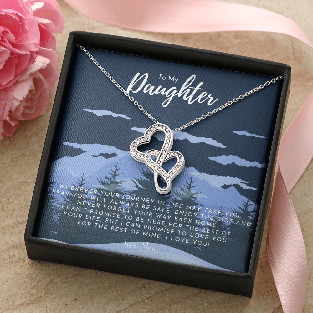 To My Daughter Necklace From Mom - Grown Up Daughter Gift From Mom -Daughter Necklace - Mother Daughter Jewelry Gift - Double Hearts Necklace