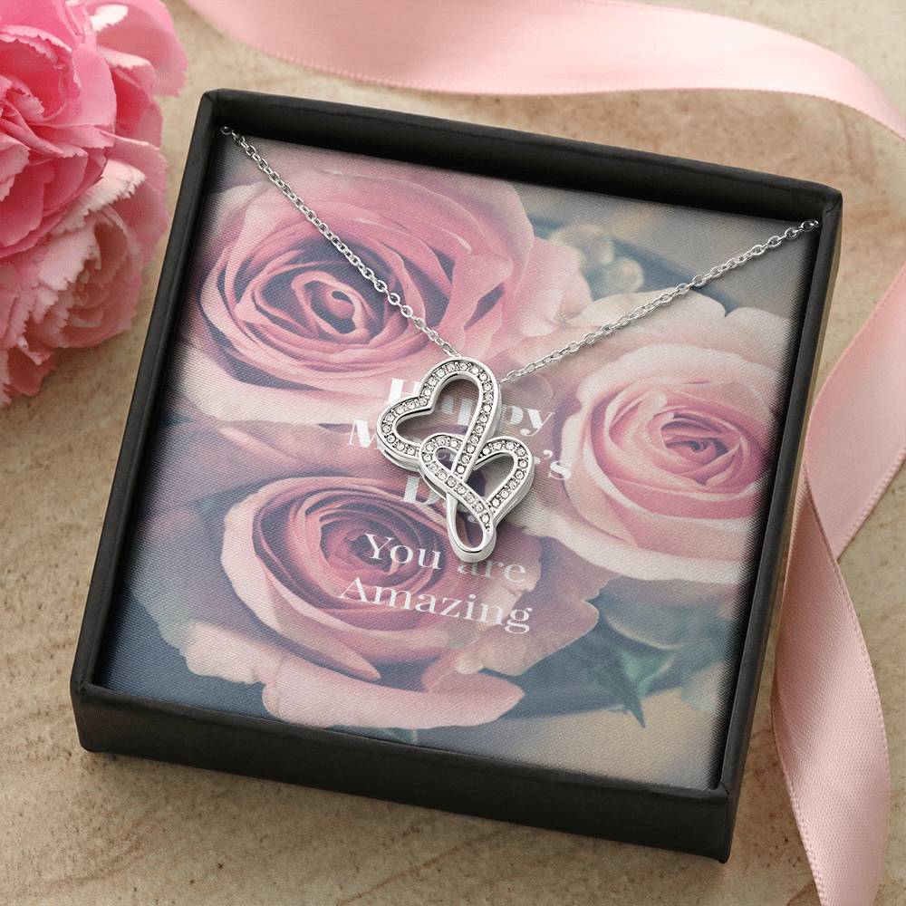 Happy Mother&#39;s Dayike Mens Production 2 Double Hearts Necklace