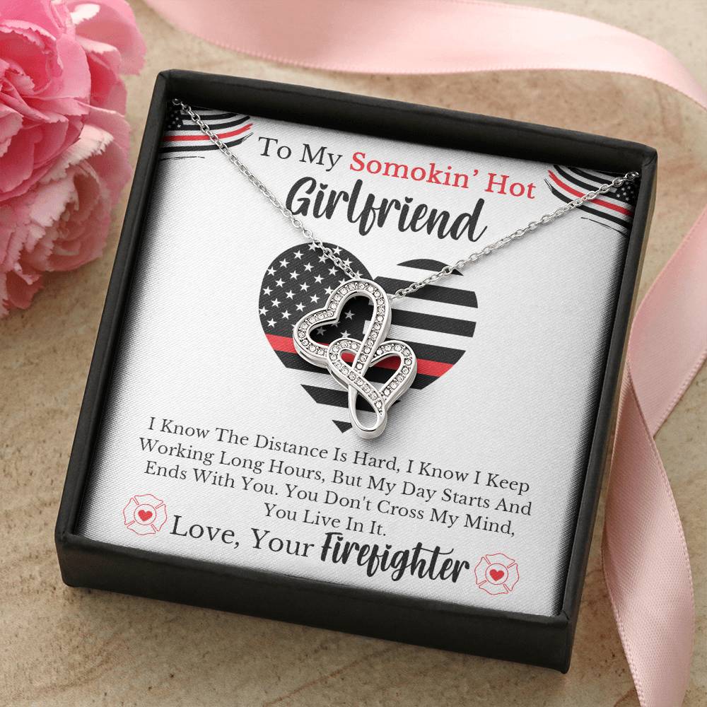 Firefighter&#39;s Girlfriend - ! Double Hearts Necklace