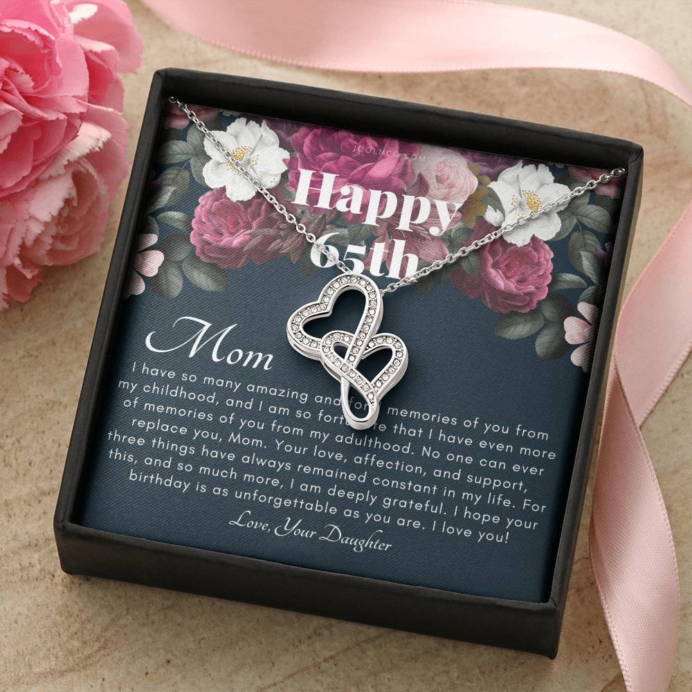 Mother&#39;s 65Th Birthday Gift  Gift For Mom On Her Birthday  Gift For Mom From Daughter  Mom Necklace  Best Mom Gift Mes Double Hearts Necklace