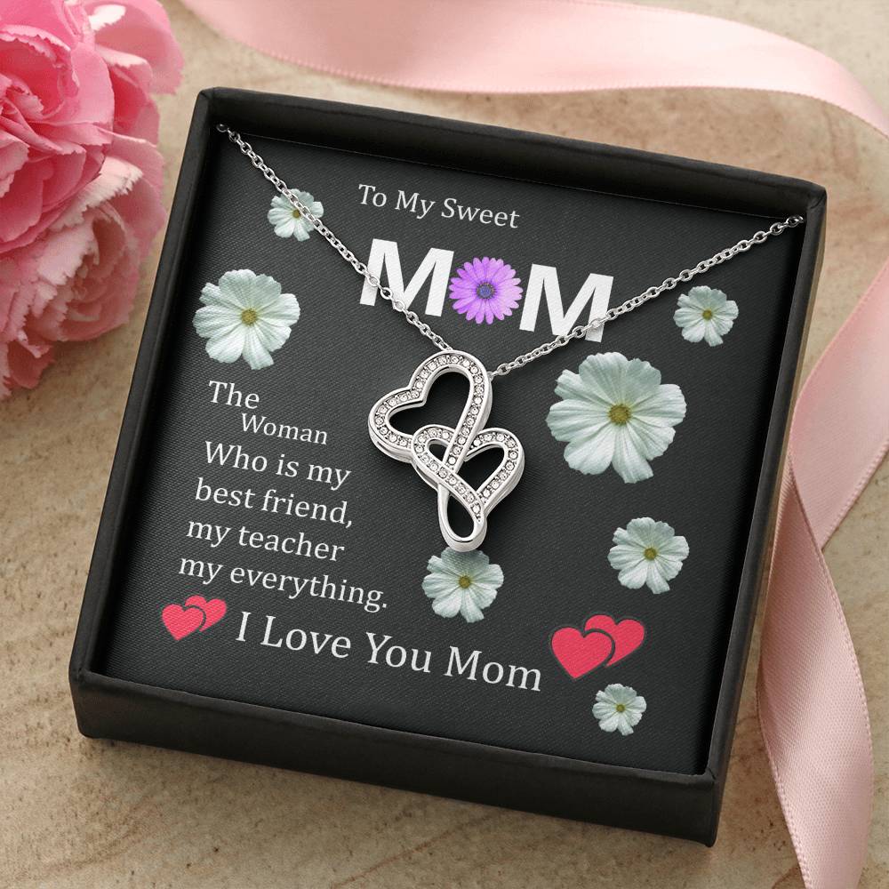 To My Mom Double Hearts Beautiful Necklace Gift For Mom Double Hearts Necklace