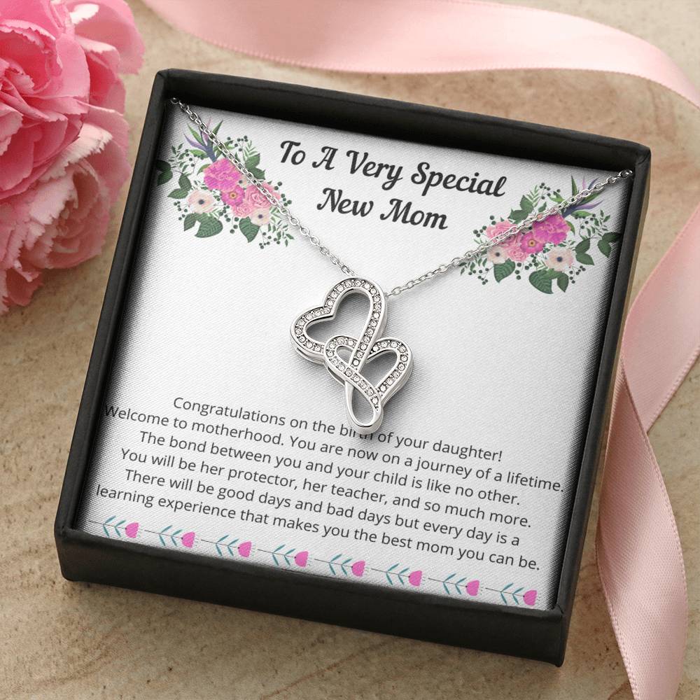 New Mom Gift Jewelry First Time Mom Gift First Mother's Day Gift For New Mom Daughter New Mommy Gift Girl Double Hearts Necklace
