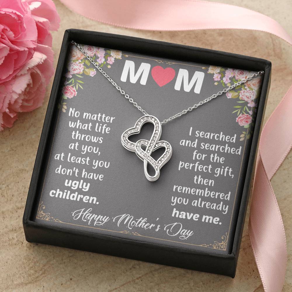 Happy Mother's Day 2 Double Hearts Necklace