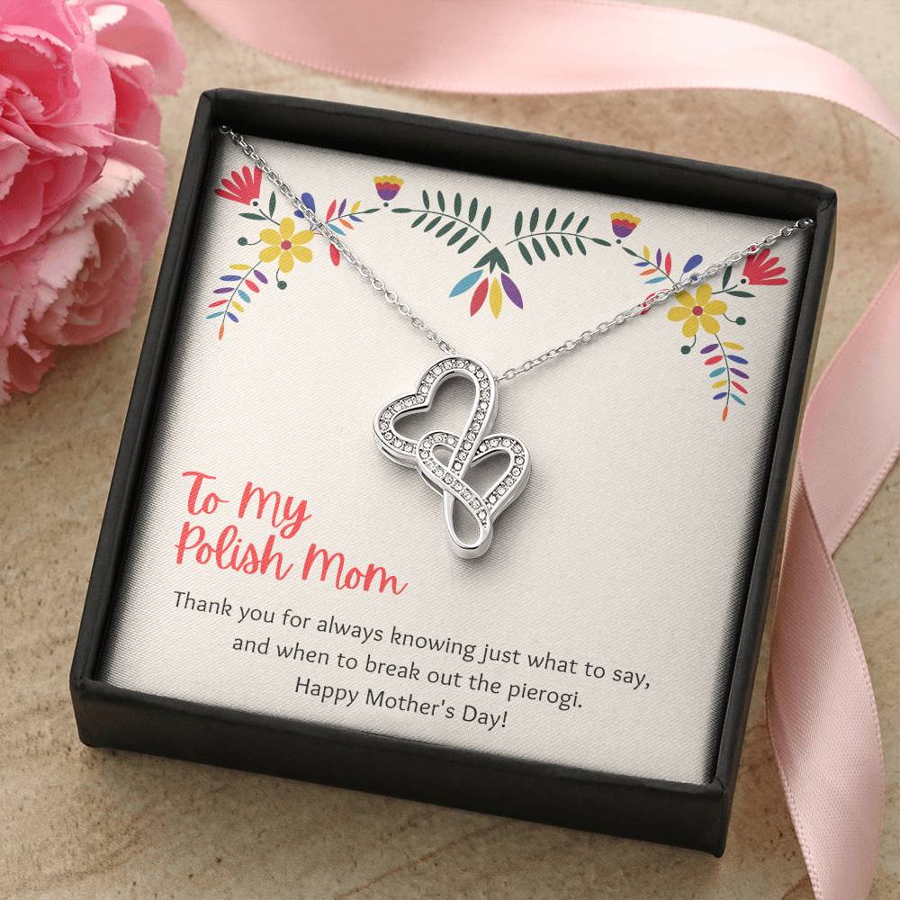 To My Polish Mom On Mother's Day Necklace Double Hearts Necklace