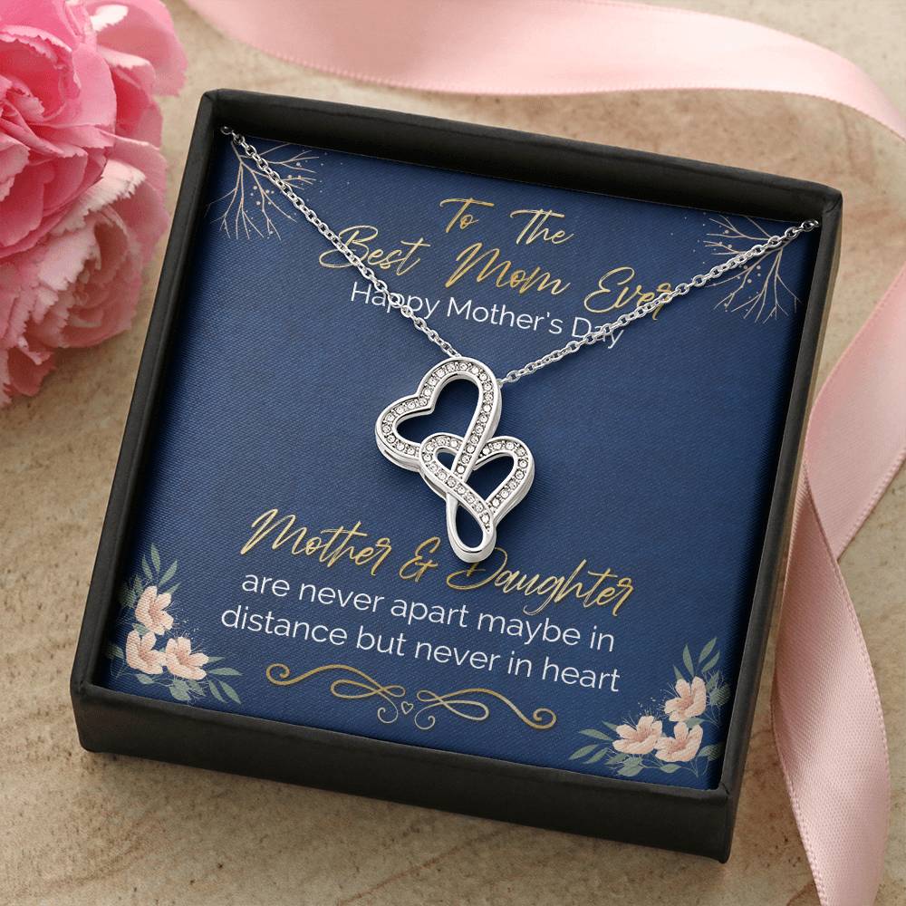 Happy Mother&#39;s Day Gift From Daughter Double Hearts Necklace