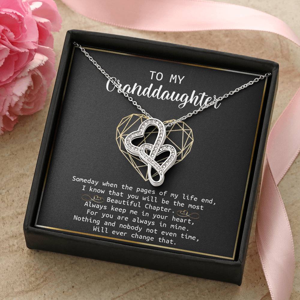 To My Granddaughter - I Love You Message - Tmg05 Double Hearts Necklace