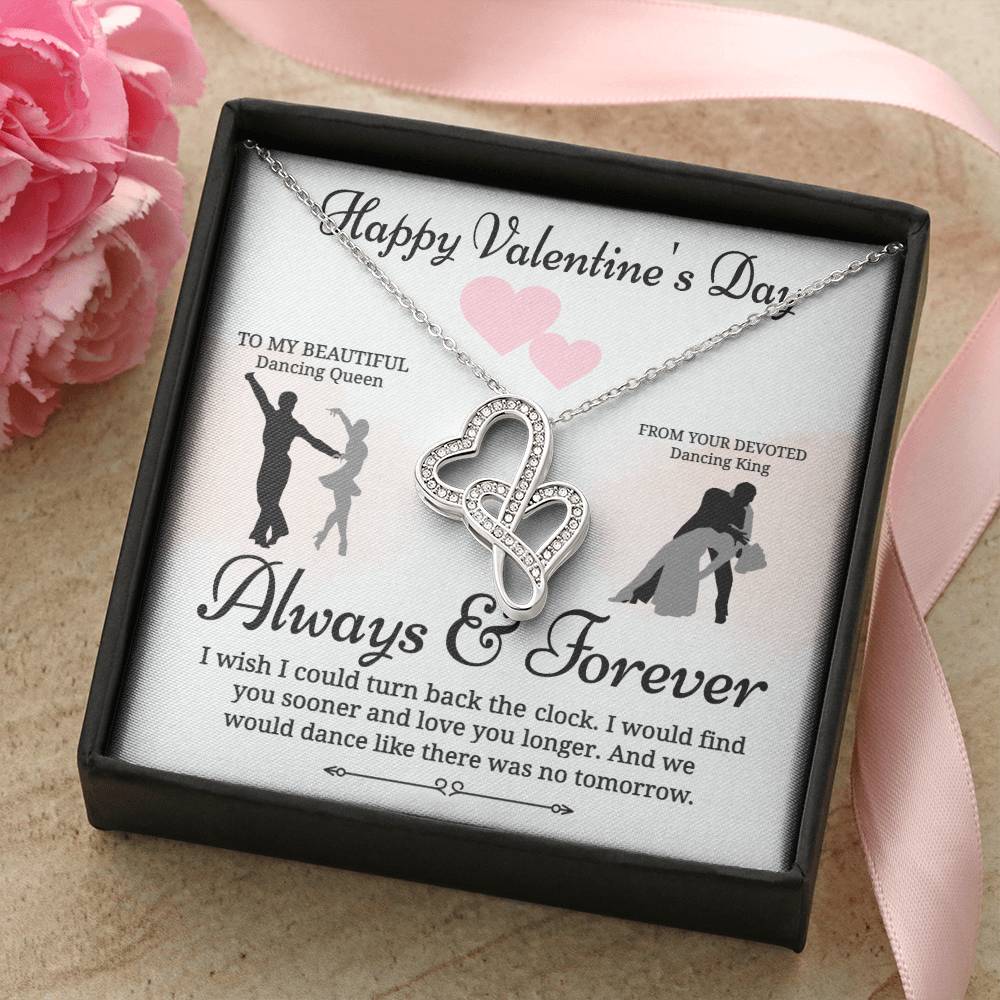 Always &amp; Forever - Dancing Hearts Necklace Wmessage Card Hot New Release Double Hearts Necklace