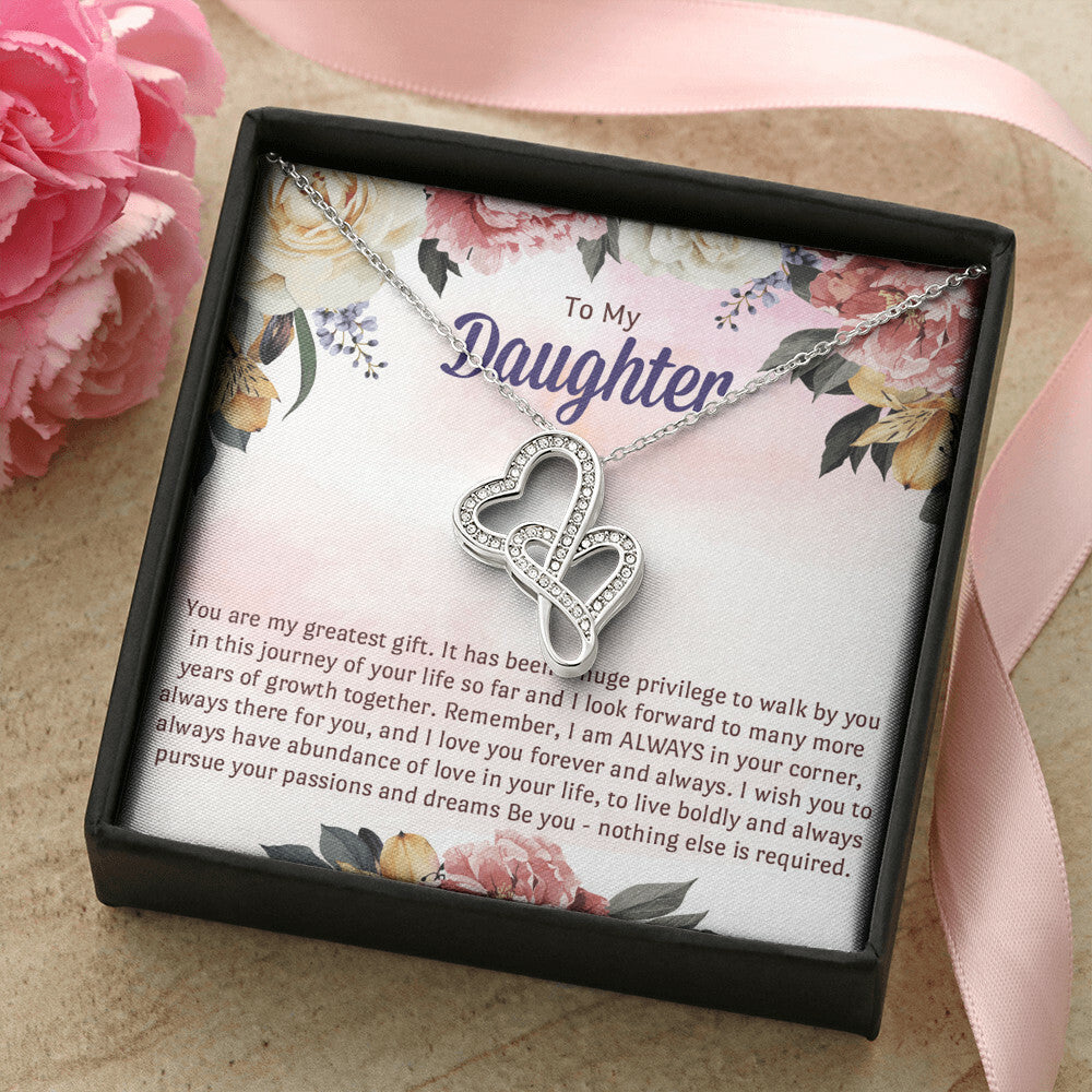 To My Graduation Daughter Double Heart Necklace Gift - Gift For Daughter From Mom - Daughter&#39;s Birthday - Daughter&#39;s G 2 Double Hearts Necklace