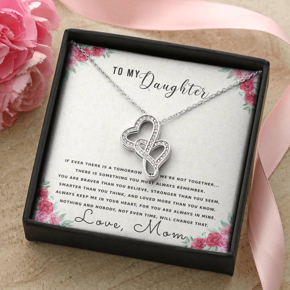 To My Daughter Necklace - Happy Mother&#39;s Day Gift For Daughter From Mom - Mother&#39;s Day Necklace For Daughter - Mom To  Double Hearts Necklace
