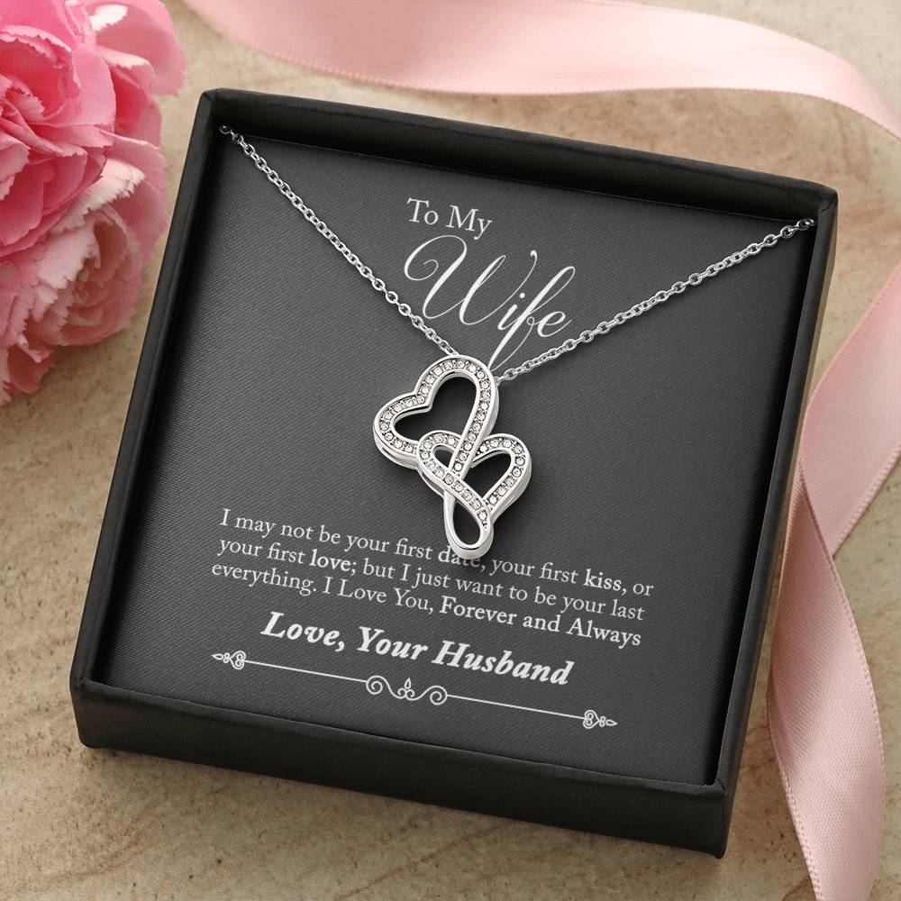 To My Wife - Forever And Always - Necklace Double Hearts Necklace