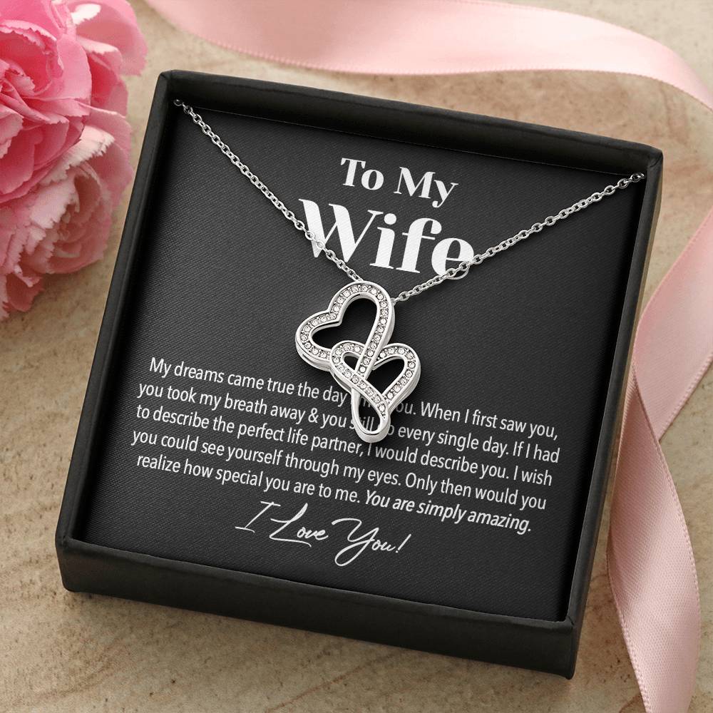 To My Dear Wife Gift Necklace Wife Necklace From Husband Anniversary Necklace For Wife Wife Birthday Gift To My Wife N Double Hearts Necklace