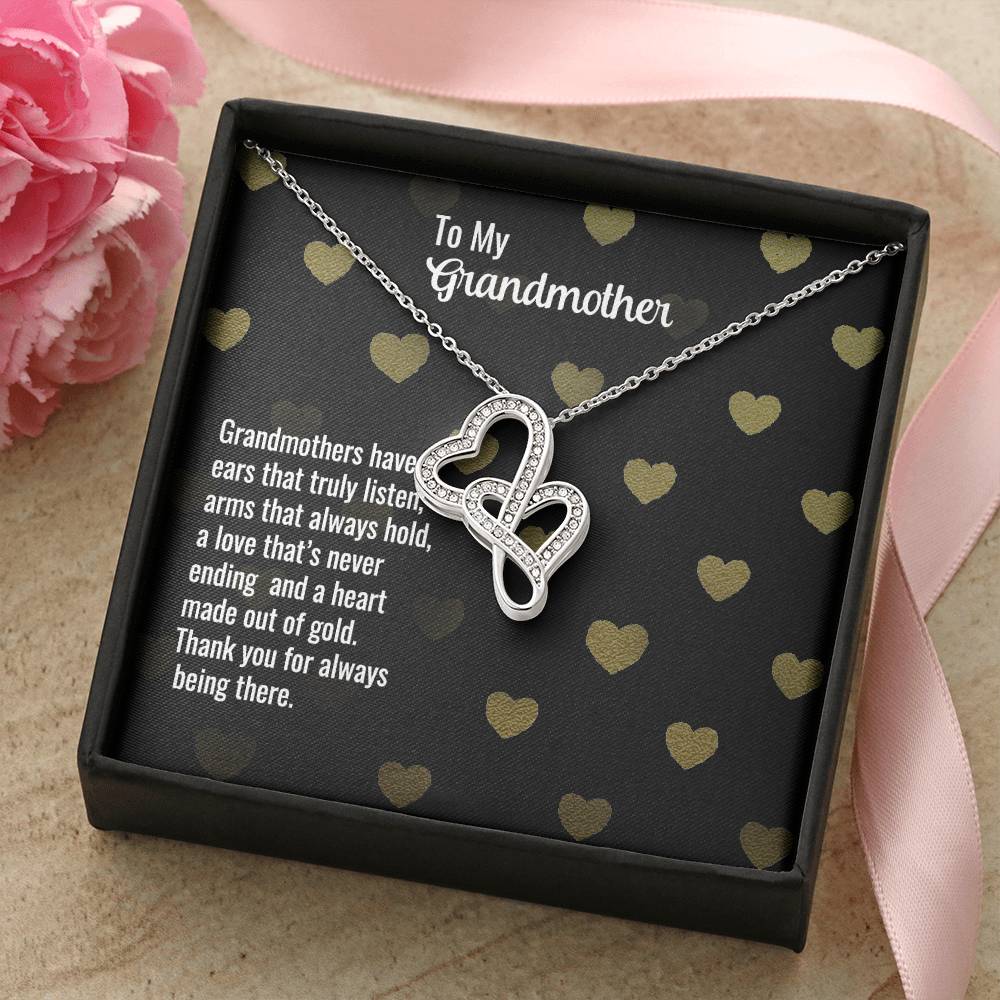 To My Grandmother -  Double Hearts Necklace