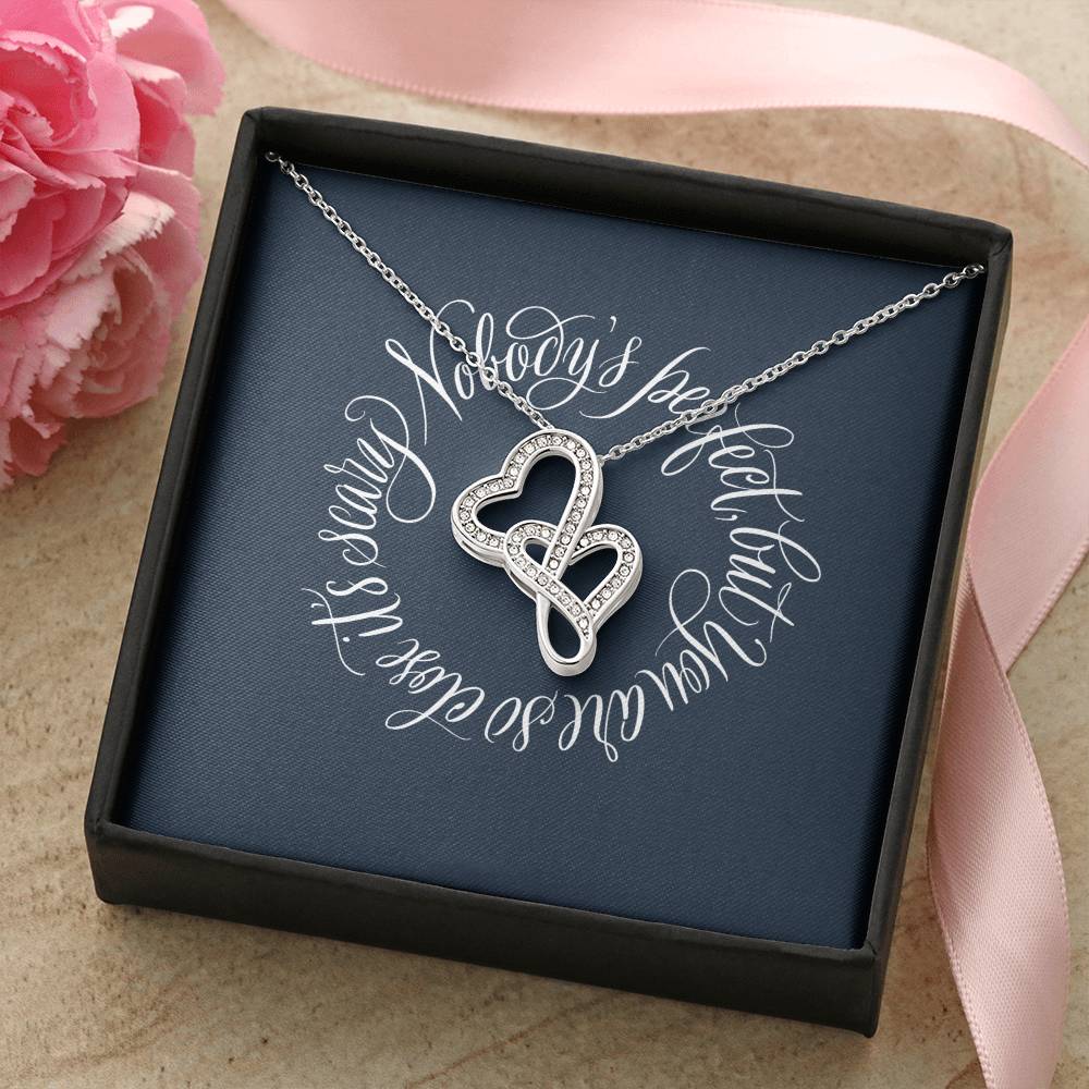 With Calligraphic Card  Anniversary Valentine&amp;#39;S Day Gift For Her Double Hearts Necklace