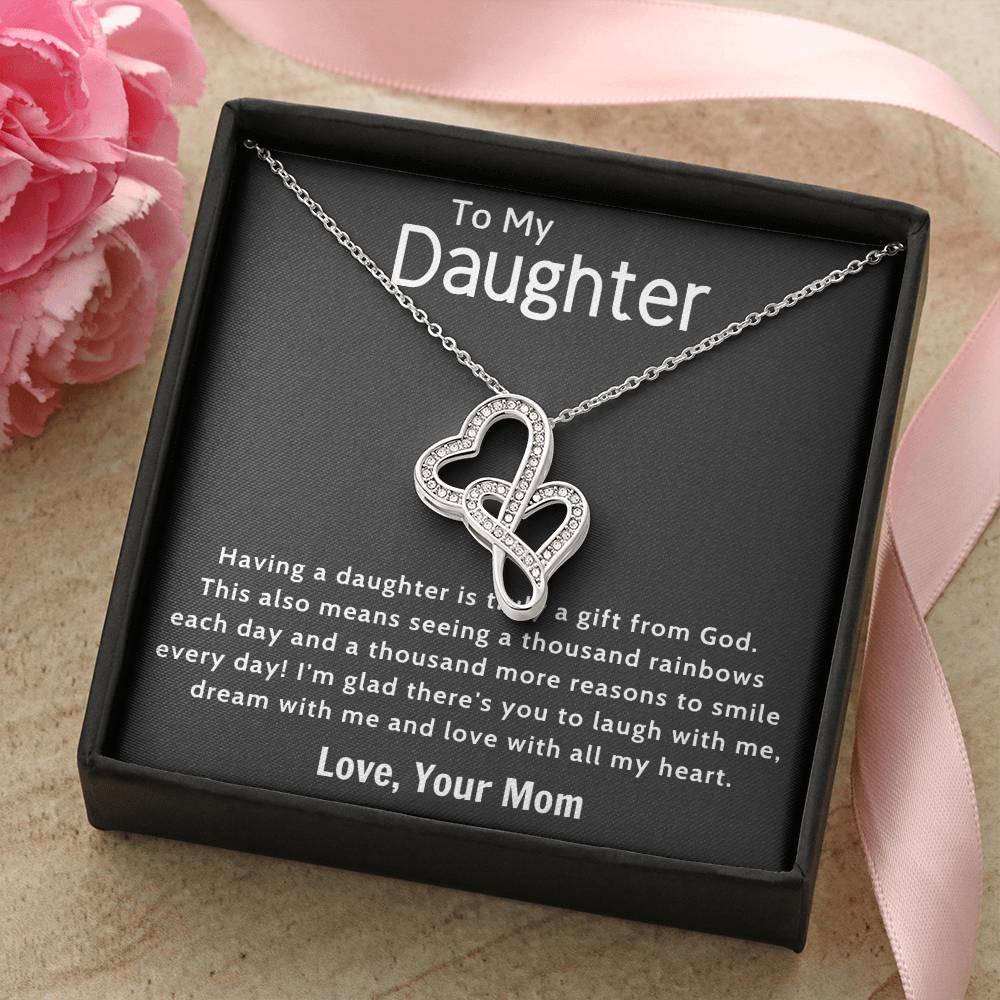 Daughter Gift Necklace Daughter Birthday Gift Gift For Daughter Daughter Jewelry 13 Double Hearts Necklace