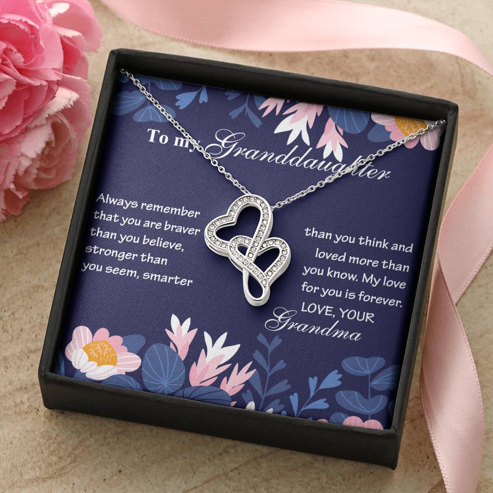 My Love For You Is Forever - Amazing Gift For Granddaughter Double Hearts Necklace